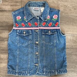 Vintage 1990’s Bill Blass Blue Denim Embroidered Vest